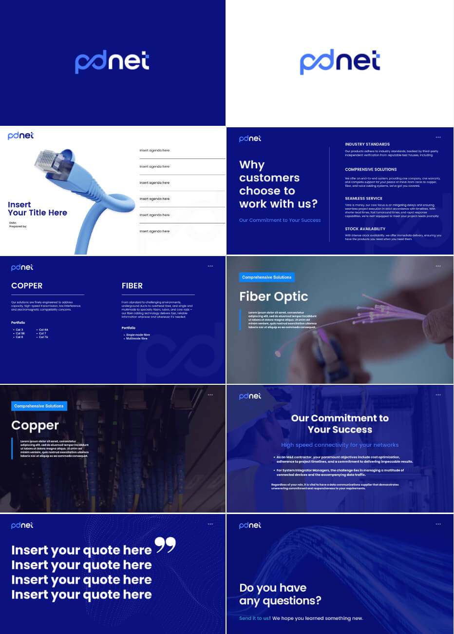 Modern Blue Corporate Presentation Design - Data Communications